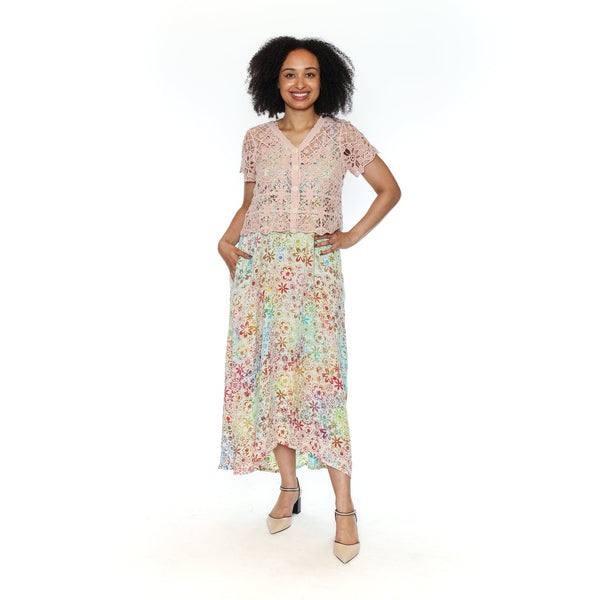 Ava Short Sleeved Embroidered Button Up Cardigan - Lady of the Lake