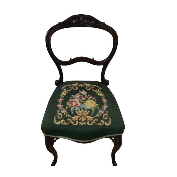 Balloon Back Green Embroidered Chair - Lady of the Lake