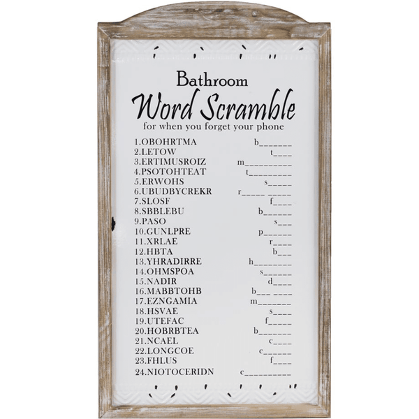 Bathroom Word Scramble - Sign - Lady of the Lake