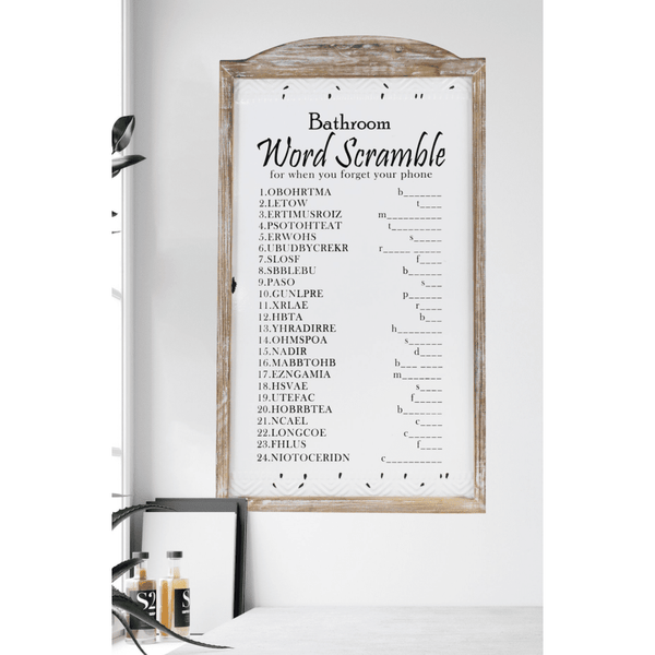 Bathroom Word Scramble - Sign - Lady of the Lake