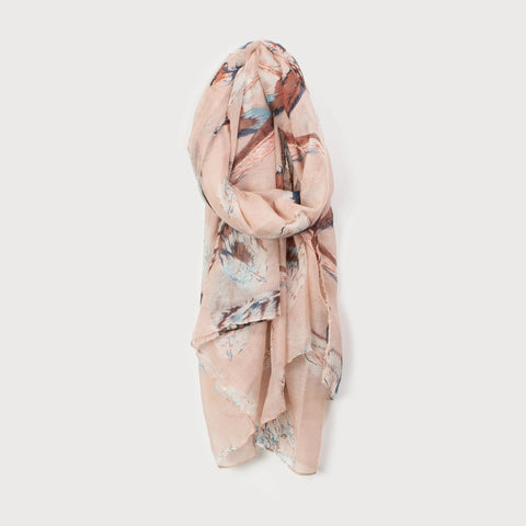Beige - Feather Printed Scarf