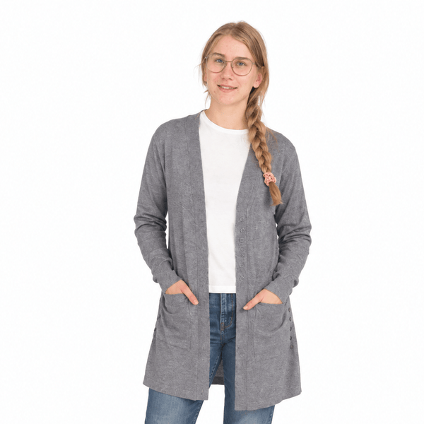 Bette Open Cardigan With Pockets & Button Accents