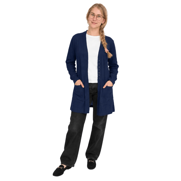 Bette Open Cardigan With Pockets & Button Accents