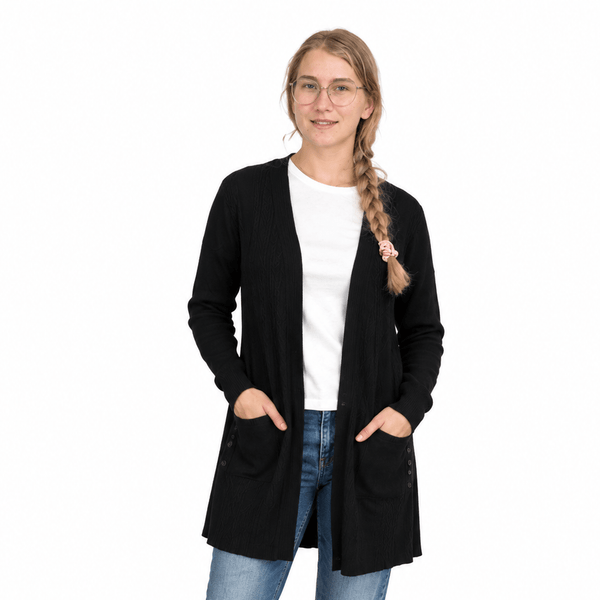 Bette Open Cardigan With Pockets & Button Accents