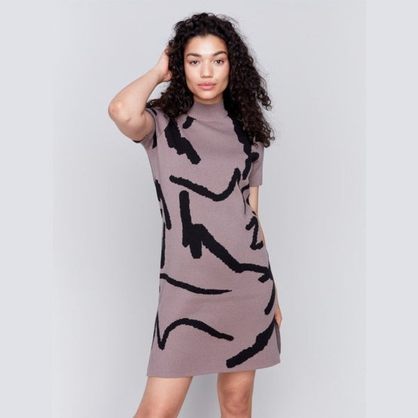 Billie Short-Sleeve Mock Neck Sweater Dress