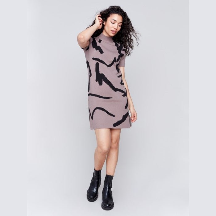 Billie Short-Sleeve Mock Neck Sweater Dress