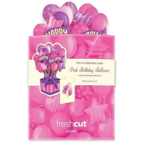 Birthday Balloons Pink - Mini Pop - up Greeting Card - Birthday - Lady of the Lake