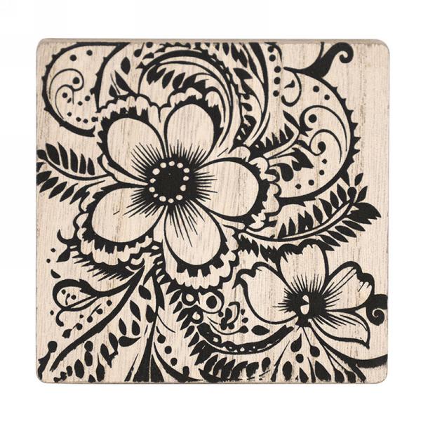 Black Floral Coasters - Set of 4