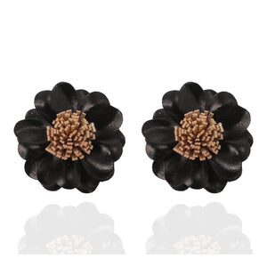 Black & Gold Floral Stud Earrings