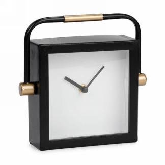 Black & Gold Modern Square Table Clock