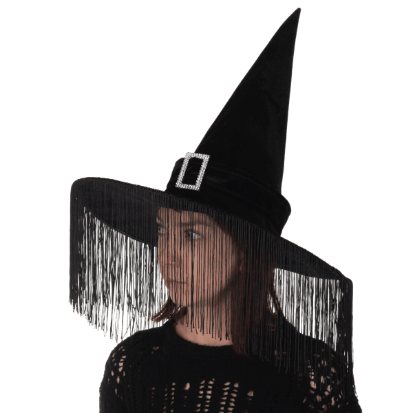 Black Witch Hat With Fringe - Lady of the Lake