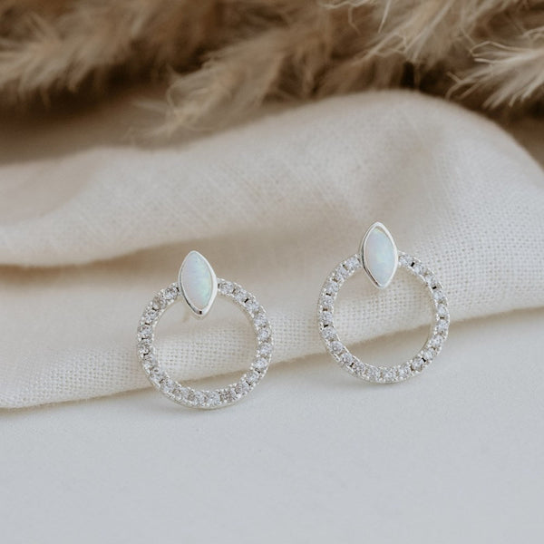 Blanche Stud Earrings With Opalite