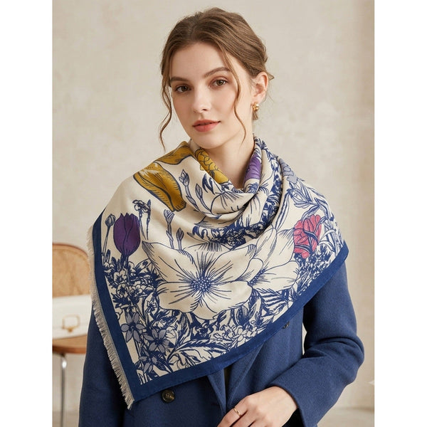 Blanker Scarf - Navy Floral - Lady of the Lake