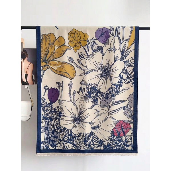 Blanker Scarf - Navy Floral - Lady of the Lake