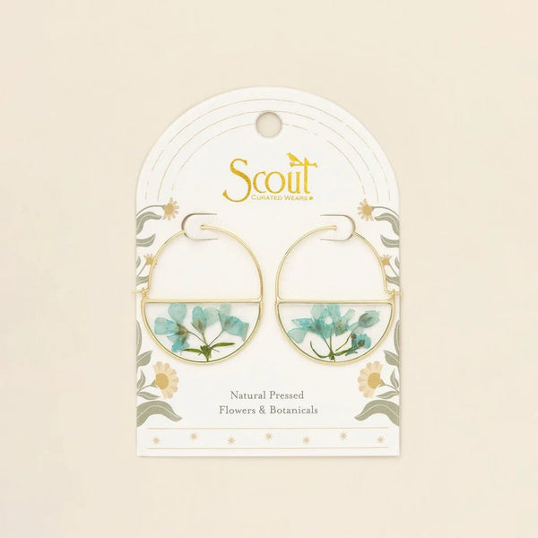Blue Baby's Breath - Pressed Flower Hoop Earring - Lady of the Lake