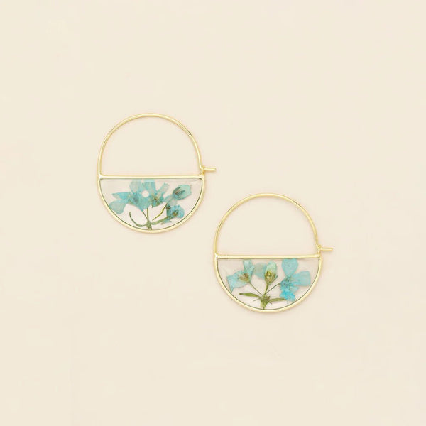 Blue Baby's Breath - Pressed Flower Hoop Earring - Lady of the Lake
