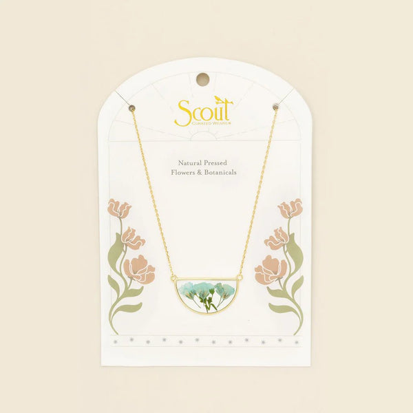 Blue Baby's Breath - Pressed Flower Necklace - Lady of the Lake