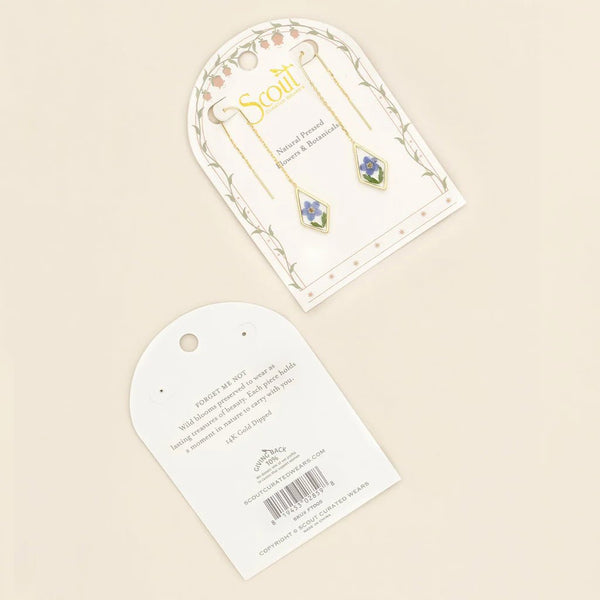 Blue Forget Me Not - Pressed Flower Thread Earring - Lady of the Lake