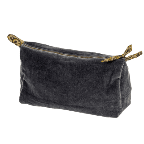 Blue Graphite Block Print Lined Velvet Pouch - Lady of the Lake