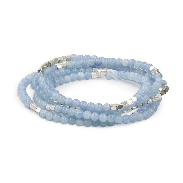 Blue Lace Agate - Stone of Clarity - Wrap Bracelet / Necklace - Lady of the Lake