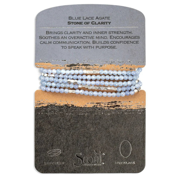 Blue Lace Agate - Stone of Clarity - Wrap Bracelet / Necklace - Lady of the Lake
