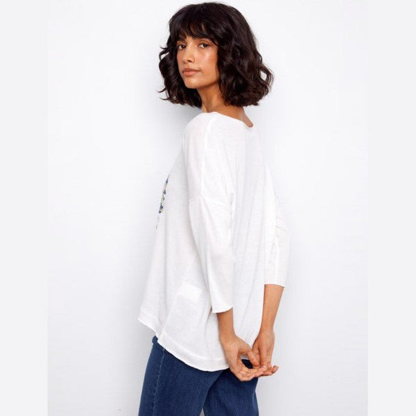 Brooke Print Jersey V - Neck 3/4 Sleeve Printed Top - Lady of the Lake