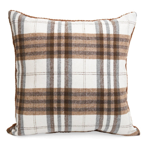 Brown & White Plaid Cushion