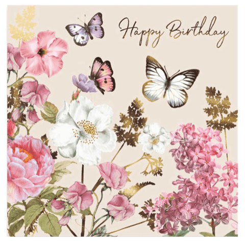 Butterflies & Blooms - Greeting Card - Birthday