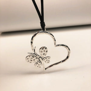 Butterfly & Heart Long Necklace - Lady of the Lake