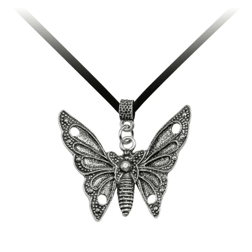 Butterfly Pendant Necklace On Leather Cord - Lady of the Lake