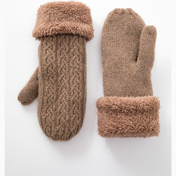 Cable Knit Fleece Lined Mittens