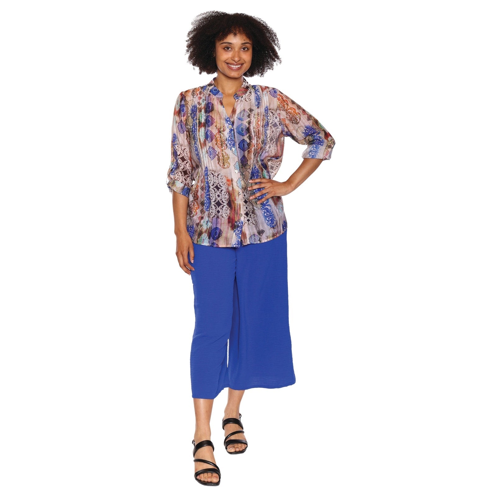 Callista Pin-tuck Tunic With Buttons