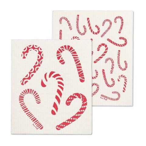 Candy Cane Swedish Dishcloths - Set of 2