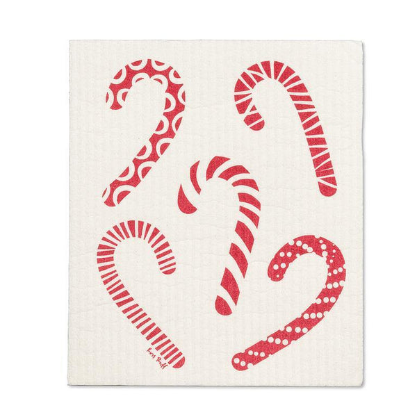 Candy Cane Swedish Dishcloths - Set of 2