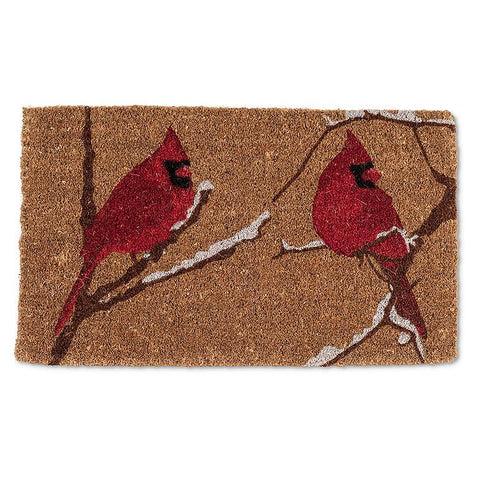 Cardinals On Snowy Branch Doormat