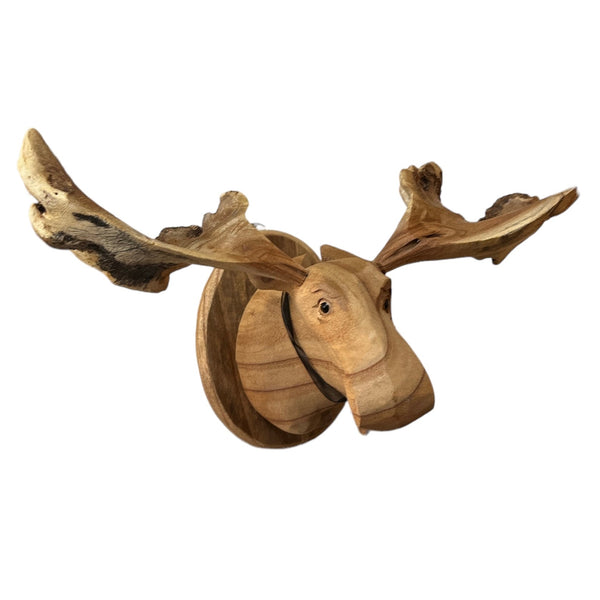 Carved Wooden Moose Head