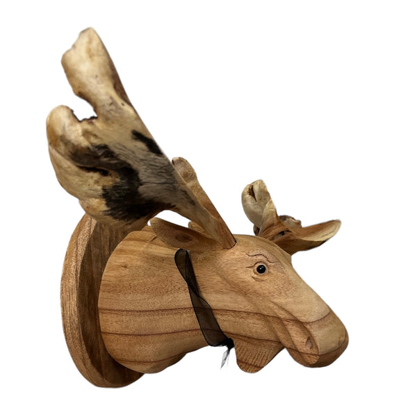 Carved Wooden Moose Head