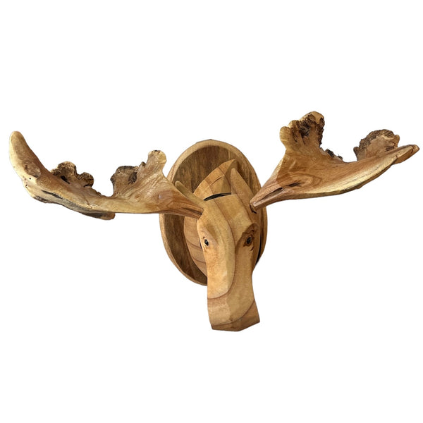 Carved Wooden Moose Head