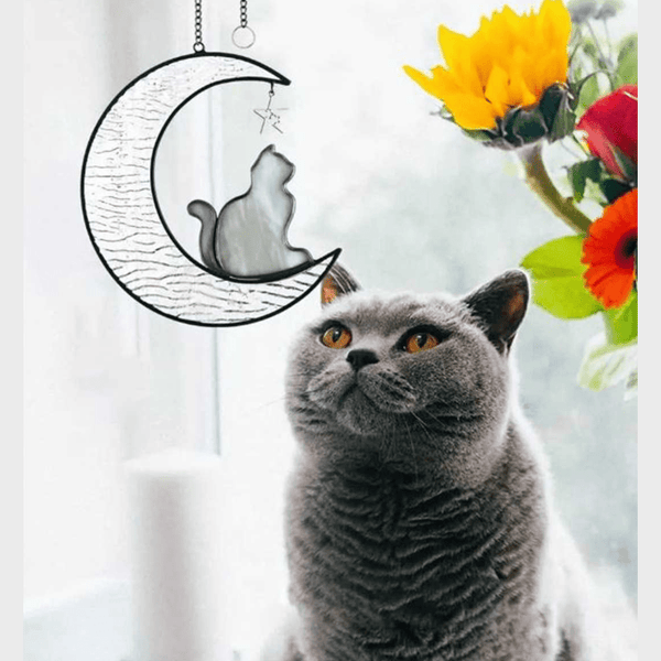 Cat Stained Glass Sun Catcher - Lady of the Lake
