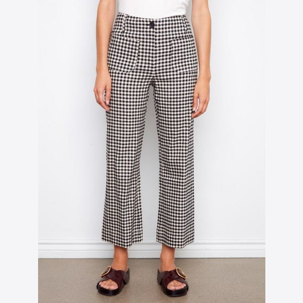 Celine Gingham Cropped Linen Blend Pants - Lady of the Lake