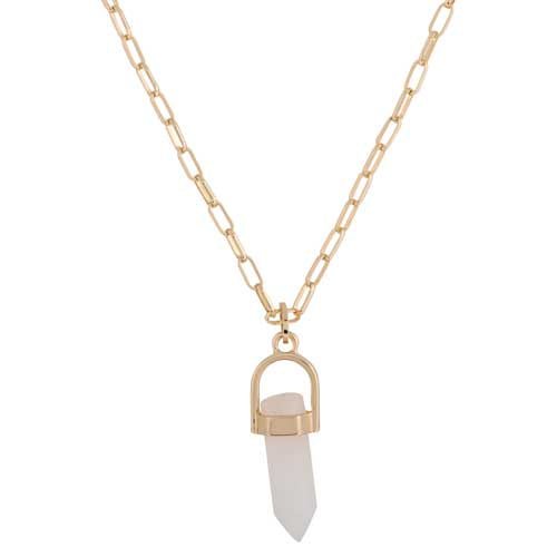 Charlotte Long Necklace With Stone Pendant - Lady of the Lake