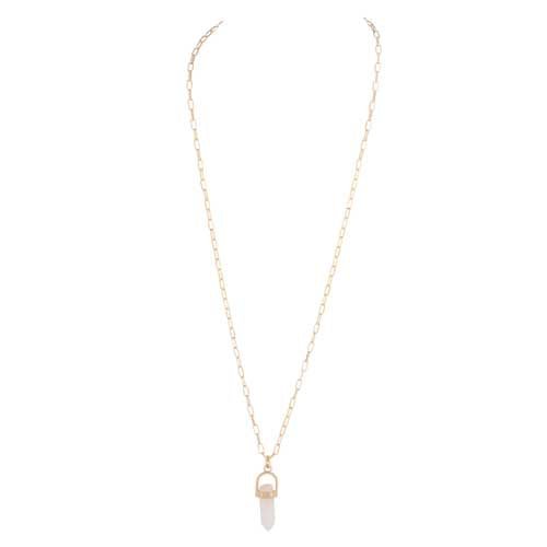Charlotte Long Necklace With Stone Pendant - Lady of the Lake