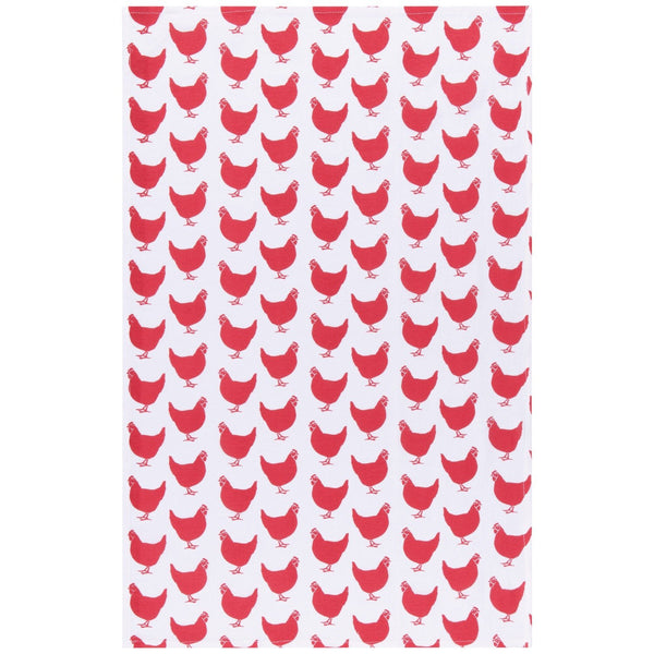 Chickens Print Red Floursack Dishtowels - Set of 2 - Lady of the Lake
