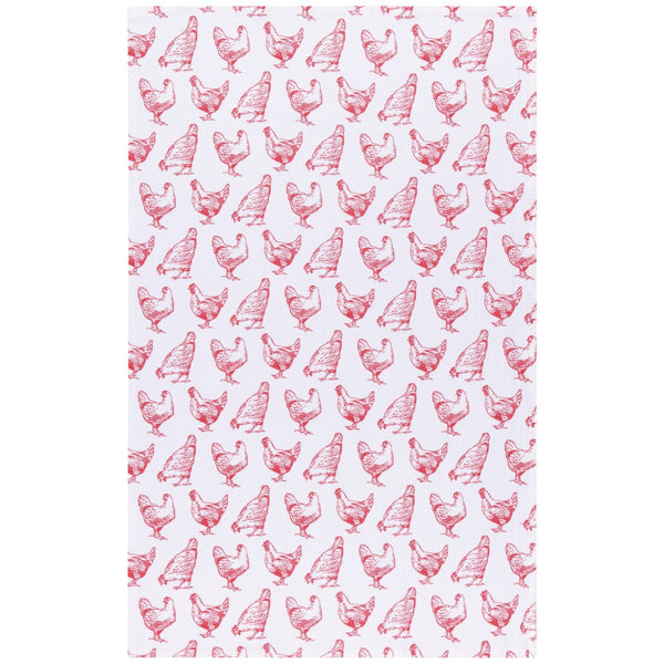 Chickens Print Red Floursack Dishtowels - Set of 2 - Lady of the Lake