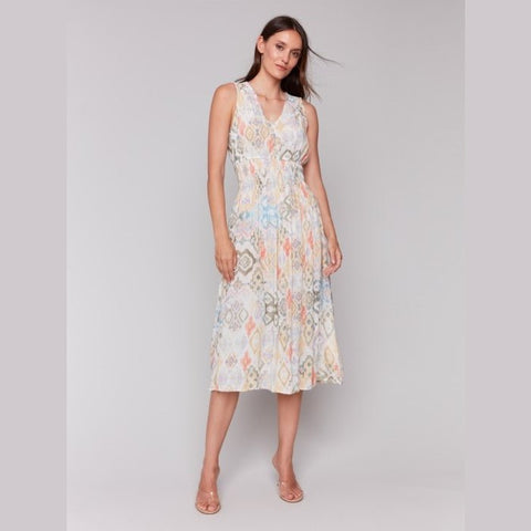 Citron Printed Sleeveless Empire Waist Dress - Lady of the Lake