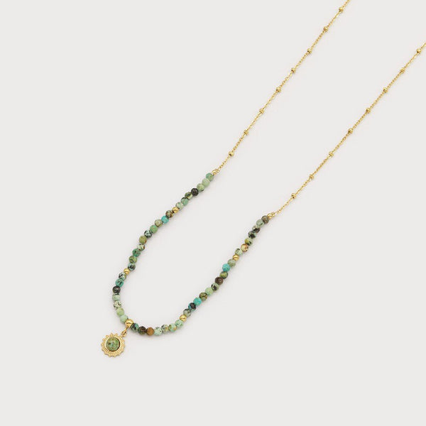 Claudia Long Necklace With Sun Medallion - Lady of the Lake