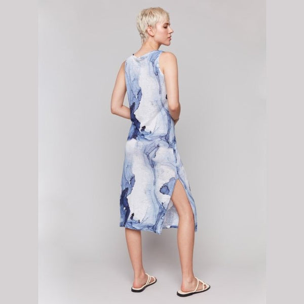 Colette Printed Sleeveless Linen Blend Dress With Side Slits - Lady of the Lake