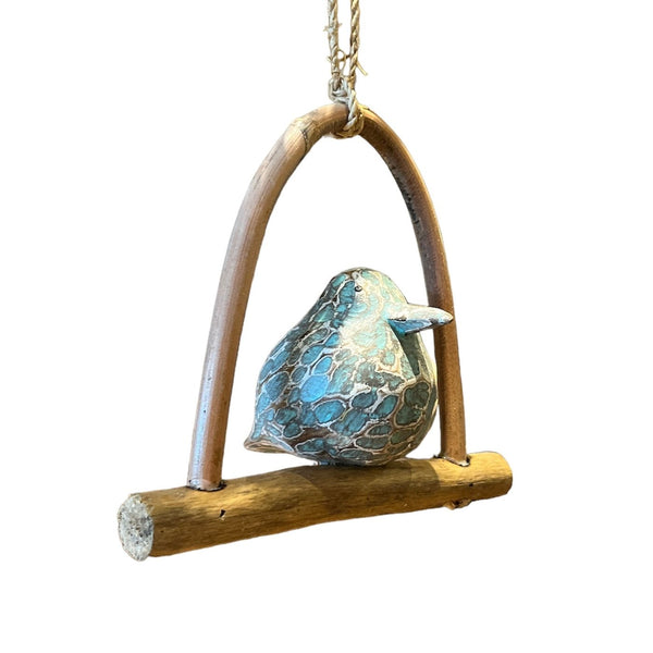 Coloured Bird on Wooden Swing