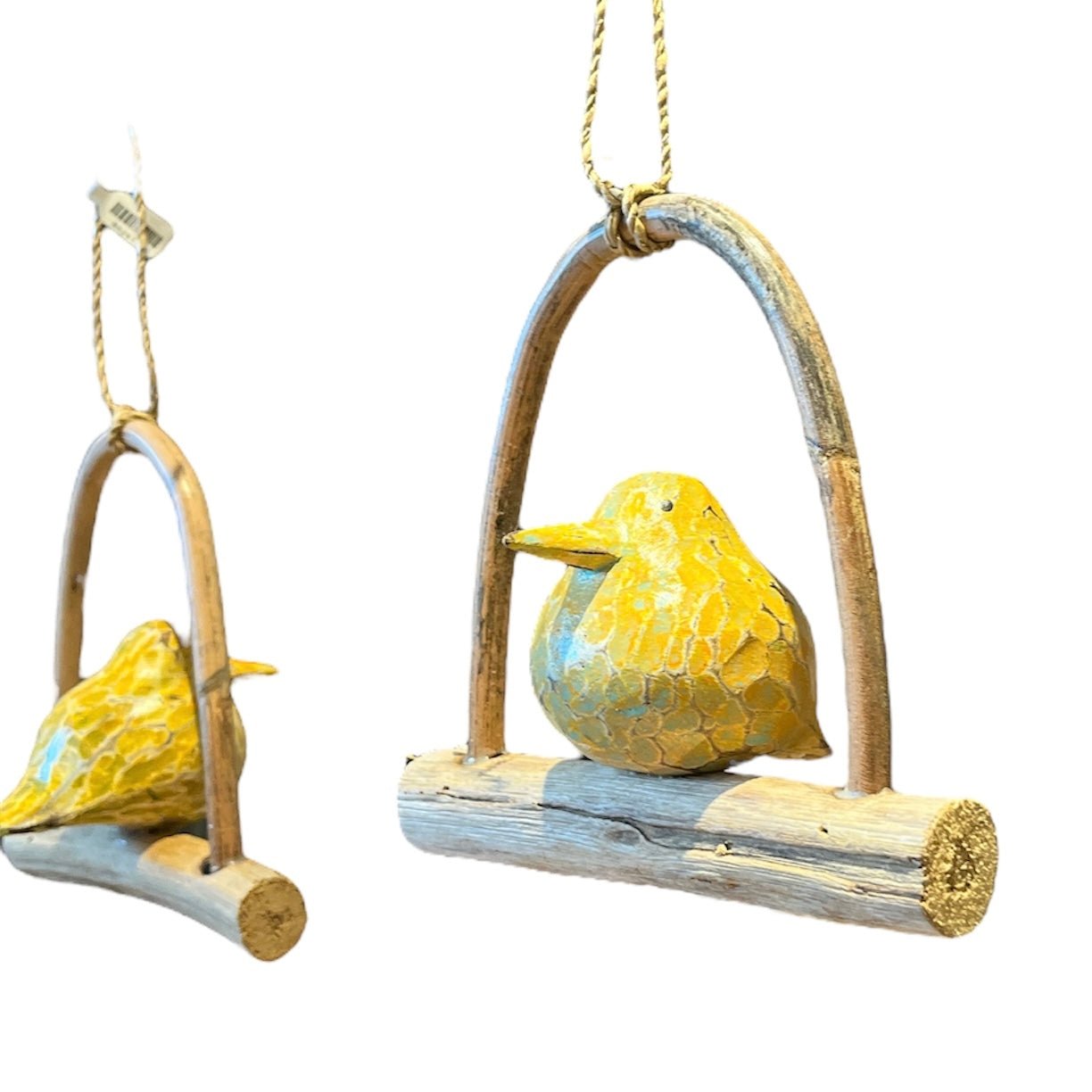 Coloured Bird on Wooden Swing