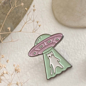 Coming Or Going? UFO Cat Lapel Pin - Lady of the Lake